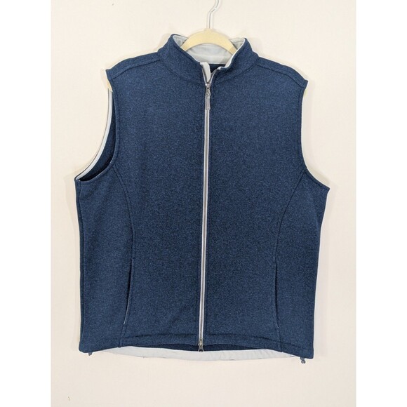 Peter Millar Vest Mens Blue Crown Sport Full Zip Fleece Outdoor Pockets Golf L - Picture 1 of 7